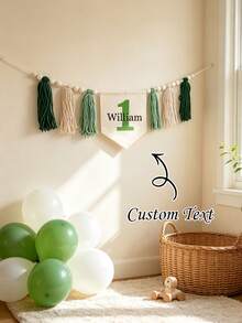 Custom High Chair Banner, Personalized 1st Birthday Banner, Custom Name High Chair Banner, Party Supplies Decoration Banner, Celebration Birthday Party Background Aesthetic Hanging Decor, Personalized Gift - Multicolor - View 3
