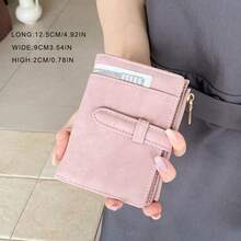 Minimalist Bifold Wallet With Buckle, Multiple Card Slots, Zippered Coin Pocket - Multicolor - View 3