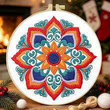 1PC 15*15cm/5.9*5.9in 20*20cm/7.9*7.9in,Flowers And Butterflies Embroidery Kit, DIY Handmade Embroidery Set For Adult Beginners, Home Gift, Women's Sewing Gift, Including User Manual, Printed Pattern Fabric, Embroidery Frame, Needle And Thread. - 20X20CM - View 7