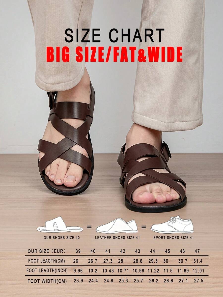 Men's Summer Crossed Strap Soft Bottom Beach Holiday Style Sandals, Comfortable Fashion Personalized Slippers Beach Buckle Crossed Men Sandals