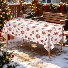 3pcs/1pc Christmas Snowflake Plastic Party Rectangular Tablecloth Decoration, 54*108 Inch Disposable Red And White Snowflake Christmas Tablecloth Backdrop For Winter Christmas Holiday New Year Party Supplies - Red and White - View 5