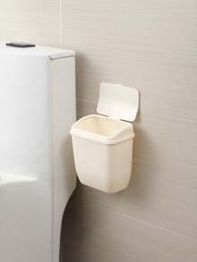 Mini White Plastic Wall-Mounted Trash Can, Compact New Year Decorative Style, Suitable For Kitchen, Bathroom And Home - A - View 1