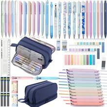 Morandi 60PCS School Supplies With Pencil Case,Stationery Set,Highlighters,Gel Pens,Mechanical Pencils,Back To School,College Essentials For Students - Multicolor - View 2