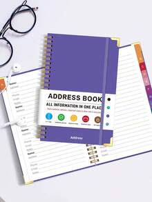 1pc 8.39x5.91in Spiral Address Book With A-Z Tabs, Contact Pages For Name, Address, Phone, Email & Notes, Halloween Notebook For Office Decor And Accessories, Nurse Essentials, Bible Study Materials - Rectangle - View 2