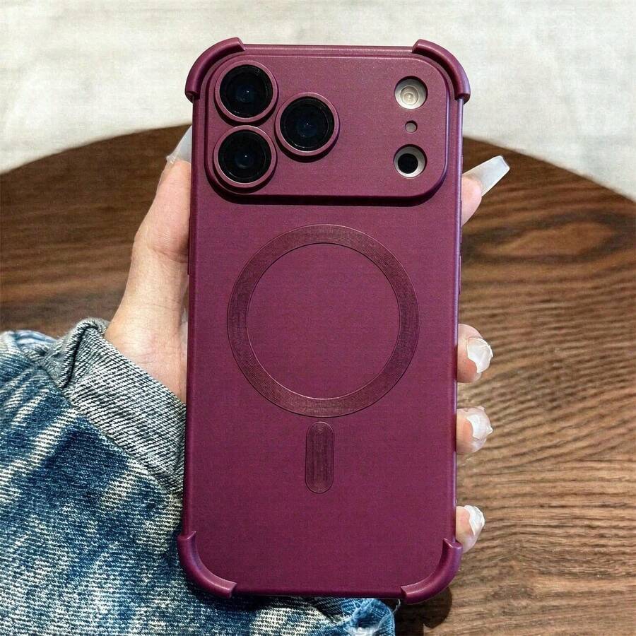 Magnetic Shockproof TPU Phone Case, Compatible With IPhone 18 Pro Max 17 16 15 14 13, Supports Wireless Charging - Cherry Red - View 1