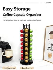 1pc Coffee Capsule Storage Rack, Storage Box, Coffee Display Stand, 40-Capsule Coffee Pod Holder, Rotating Display Storage Rack, Suitable For Office, Kitchen, Restaurant, Hotel And Other Occasions. - Multicolor - View 4