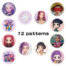 Hasbro 500pcs Mini World Demon Hunter Girl Round PVC Stickers, Soft Tone Anime Character Labels, Y2K Cute Cartoon Design, Envelope Packaging & Scrapbook Decoration, Fashion DIY Collection Set - Multicolor - View 2