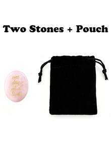 1/2 Pcs Engraved Worry Stone "One Day At A Time", Natural Crystal Palm Stone With Velvet Pouch, Inspirational Pocket Stone Gift For Stress Relief - Multicolor - View 10