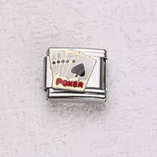 1PC Blue Enamel Italian Modular Charm, Star Moon Evil Eye Whale Pattern, Stainless Steel Link, DIY Bracelet Jewelry Making - Module 1 - View 28