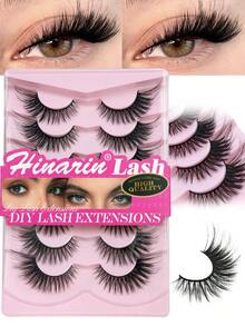 Hinarin 7 Pairs New Fox Eye Lash Dramatic Strip Lashes Natural Long Lashes Winged End Eye Elongated Eyelashes Faux Mink Eyelashes Makeup For Parties Festivals Halloween - Black - View 2