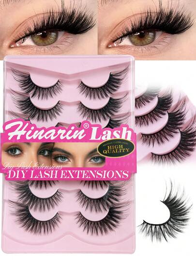 Hinarin 7 Pairs New Fox Eye Lash Dramatic Strip Lashes Natural Long Lashes Winged End Eye Elongated Eyelashes Faux Mink Eyelashes Makeup For Parties Festivals Halloween