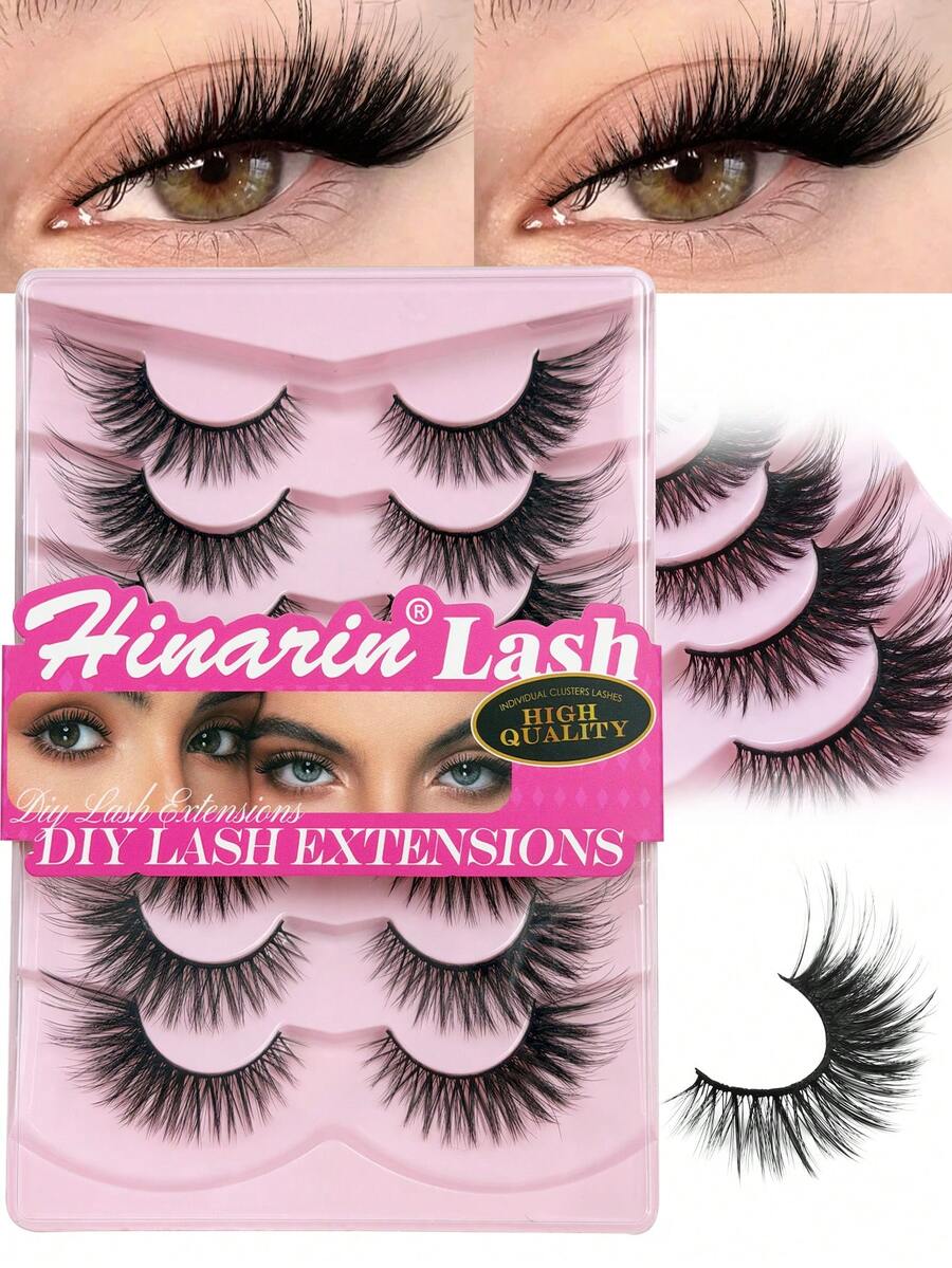 Hinarin 7 Pairs New Fox Eye Lash Dramatic Strip Lashes Natural Long Lashes Winged End Eye Elongated Eyelashes Faux Mink Eyelashes Makeup For Parties Festivals Halloween