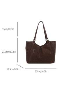 Large Capacity Women's Tote Bag, New Leopard Print Shoulder Bag - Coffee Brown - View 5