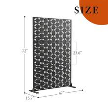 Freestanding Metal Decorative Privacy Screen With Stand – 183x120cm Galvanized Steel Outdoor Divider For Patio, Balcony & Backyard - Square - Black - View 2