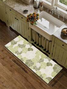 1pc Mori Style Light Green Hand-Painted Floral Diatomaceous Earth Mat, Rubber Non-Slip Bottom Oil-Resistant, 3.5mm Cuttable, Fresh Plant Style, Kitchen Countertop Multi-Scene Absorbent Decorative Pad - Multicolor - View 14