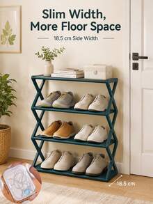 Multi-Layer Shoe Rack With Dust Cover, Space-Saving Freestanding Shoe Storage Organizer, Compact Storage Rack Suitable For Entryway, Dorm, Apartment, Bedroom And Closet, Easy Assembly Shoe Cabinet, Suitable For Sneakers, Slippers And Daily Home Storage Organization - Multicolor - View 11