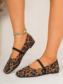 Women's French Vintage Flat Shoes Single Strap Fairy Style Granny Shoes Spring New Shallow Square Toe Leopard Print Ballet Shoes - Multicolor - View 4