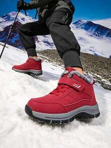 Men's Snow Boots, Fleece Lining, Warm And Comfortable, Non-Slip Sole, Round Toe Design, Suitable For Outdoor Camping And Casual Wear - Winter Footwear - Red - View 10