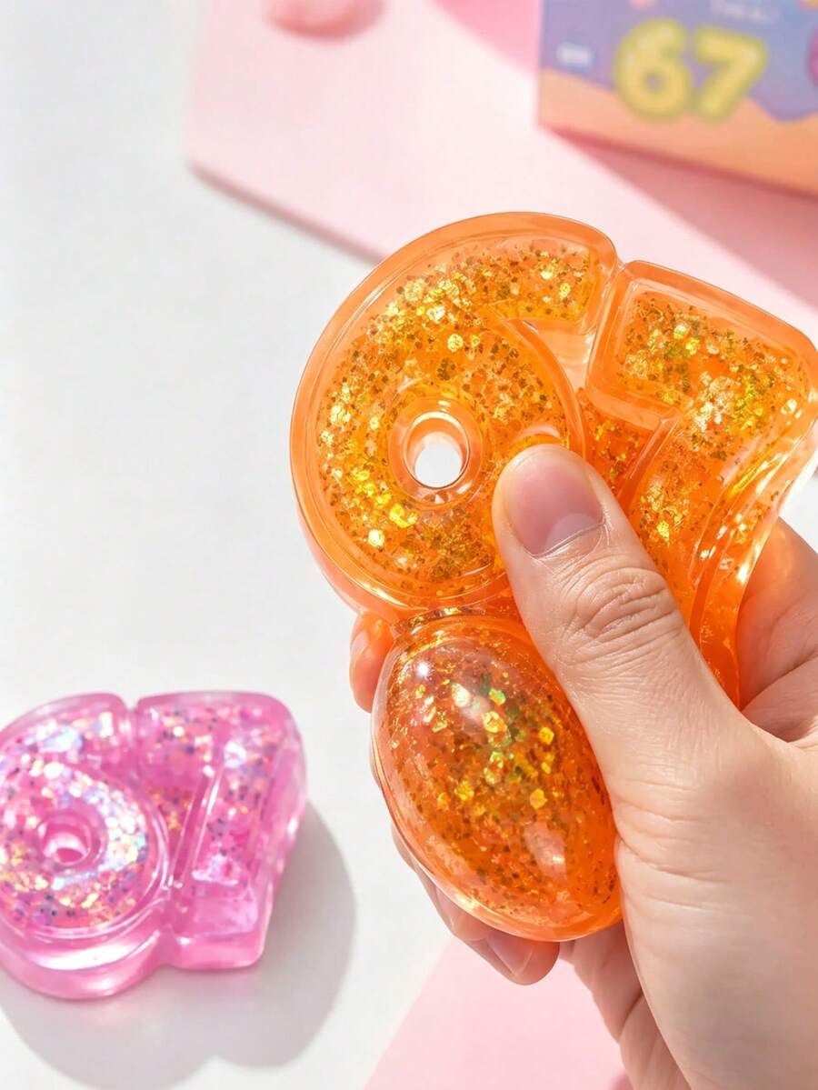 1pc #67 Soft Rubber Squeeze Toy, Soft And Elastic Stress Relief Toy, Perfect As Birthday Gift, Holiday Gift, Daily Surprise Gift, Desktop Creative Decoration And Party Favor - Multicolor - View 1