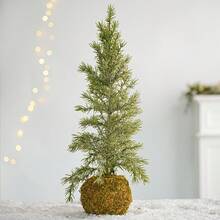 Desktop Christmas Tree, Artificial Pine Tree With Natural Moss Ball Base, Rustic Style Small Christmas Tree Decoration, Suitable For Home, Office Desk, Mantel, Fireplace, Holiday Centerpiece - Multicolor - View 6