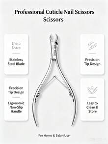 1pc Precision Nail Tip Scissors, Sharp Stainless Steel Blade For Removing Calluses, Ergonomic Handle Durable Portable Nail Clipper, Odorless Skin Care Tool, Precise Trimming, Essential Nail And Foot Care Tool For Home And Nail Salon - Multicolor - View 4