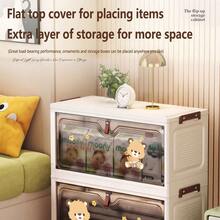 No Assembly Cartoon Flip-Top Folding Storage Cabinet Children Toy Organizer Multi-Layer Plastic Storage Rack Home Use - Transparent - View 4