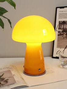 1pc Mushroom Glass Table Lamp, USB Powered LED Bedside Lamp, Aesthetic Glass Desk Lamp For Bedroom Living Room Study, Cute Room Decor Atmosphere Night Light, Home Decoration - one-size - View 2