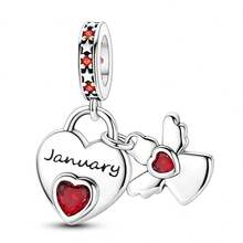 1pc Silver Plated Birthstone Angel Month Beaded Pendant Suitable For Bracelet Necklace DIY Jewelry Making Birthday Gift - Silver - View 22