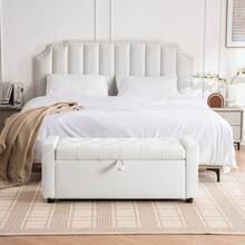 Rectangular Ottoman With Storage, Upholstered In Faux Leather, Button-Tufted Bench For Bedroom, Living Room, Entryway, Hallway, Supports Up To 150 Kg, Elegant And Functional. WL - 1 - View 9