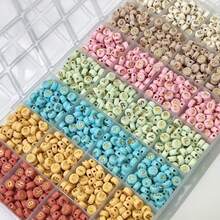 840pcs Multicolor Acrylic Alphabet Letter Beads Set With Storage Box, A-Z Gold Print Letter Spacer Beads For DIY Bracelet Necklace Keychain Jewelry Making Crafts - Multicolor - View 2