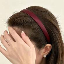 1pc French Style Narrow Satin Solid Color Headband, Elegant Minimalist High-Crown Hair Clip For Early Autumn, Wearable Hair Accessory For Face Washing - Multicolor - View 4