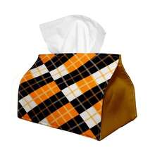 1pc Vintage Tissue Box, Retro Orange Plaid - Geometric Square Pattern, Durable Polyester, Perfect For Kitchen, Living Room, Bedroom, Bathroom, Car - Bathroom Decor | Fun Design | Durable Polyester, Tissue Box - A - View 7