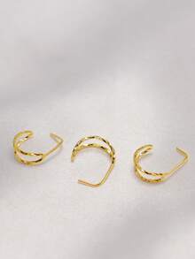 1PC 20G Nose Rings Stud 925 Sterling Silver Double Hoops Piercing Twist Nose Studs L Shape Body Jewelry - Gold - View 8