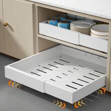 Organizador de Gabinete Extraíble Resistente, Estante de Almacenamiento Estilo Cajón con 3 Rieles de Deslizamiento Silencioso, Sin Necesidad de Perforación, Adecuado para Almacenamiento de Condimentos y Utensilios de Cocina, Organizador de Baño - Multicolor - Ver 7