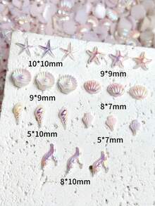 30件/組隨機混色ABS美人魚漸層美甲裝飾品－海星、貝殼、海豚3D美甲飾品DIY配件美甲飾件 - 粉色 - 查看 2