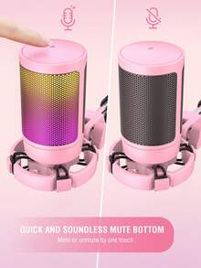 Mikrofon Gaming USB FIFINE A6V AmpliGame Pink, Mikrofon Kondensor RGB untuk PC, Indikator RGB, Kontrol Gain, Peredam Suara Cepat, Dudukan Tripod, Filter Pop, Pola Pickup Cardioid, Untuk Streaming Discord Twitch Podcast - View 4
