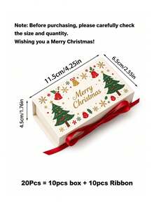 20/2pcs Christmas Gift Boxes With Satin Ribbon Bow And Magnetic Closure, Christmas Tree And Snowflake Print Hard Paper Packaging Boxes, Suitable For Holiday Party Favors, Desserts, Jewelry, Souvenirs Storage, New Year Celebration Gift Wrapping - Multicolor - View 11