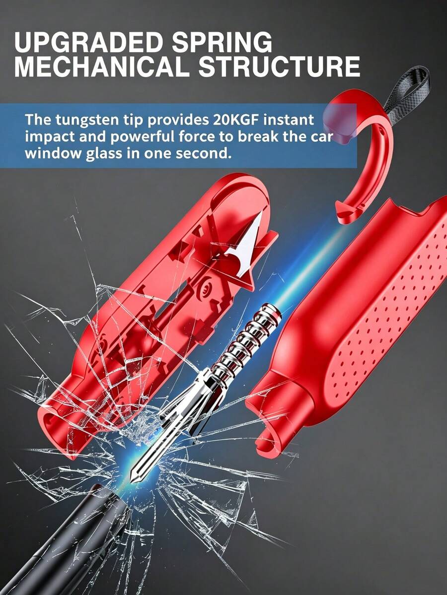 1件 2026新款水下可用車窗破窗器,隱藏式安全帶切割工具,汽車撞擊逃生裝置,便攜式救生車輛逃生工具,車用緊急救援配件 - 多款 - 查看 1