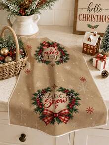 2pcs Christmas Cartoon Cute Santa Claus Pattern Kitchen Towels, Soft Polyester Dish Cloths, Suitable For Kitchen Decor, Kitchen Cleaning, Holiday Party Decoration, Kitchen Bathroom Supplies Home Essentials, Home Decor, Housewarming Gift - Multicolor - View 3
