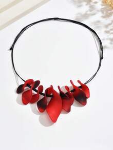 1pc Bohemian Vintage Exaggerated Short Collarbone Chain Necklace Women's Jewelry Accessory - Red - View 4