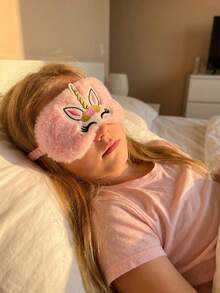 1件裝毛絨皇冠兔睡眠眼罩，適合8歲以上兒童與成人，緞面遮光眼罩，適用於午睡與睡眠，可調節式旅行飛機眼罩，多功能眼罩附後口袋，可放入冰敷包或熱敷袋 - 彩色 - 查看 9