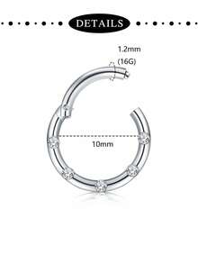 TOKRING 16G Clicker Septum Rings Hinged Hinged Nose Rings Hoop,Daith Cartilage Earring Clicker Septum Jewelry Hinged Lip Helix Rook Tragus Piercing Jewelry For Halloween Decoration - Silver - View 7