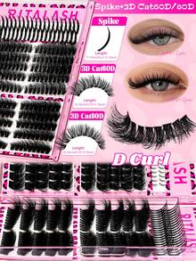 RITALASH 380PCS Mixed Length Individual False Eyelashes, 6 Styles DIY Eyelash Thick-Looking Eyelash Extensions, Spiky & Cat Lashes Self-Grafting Curling Lashes For Women, Makeup Products - View 6