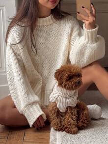 Vuslat Sweater Pullover Wanita Elegan Musim Gugur untuk Sehari-hari, Pesta, dan Halloween - Putih - View 10