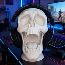 2-In-1 Headphone/Game Controller Storage Rack, Cartoon Skull Design, Also As Desktop Decoration, Entertainment Accessory, Lightweight Stand, Gaming Accessory, Dual-Purpose Storage Rack, Suitable For Home Office Area, Gamer Equipment Collection - Multicolor - View 4