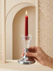 Light Luxury Exquisite Glass-Metal Spliced Candle Holder – Table Wedding Decoration, Home Ambiance Soft Decor Prop For Living Room, Office, Party, Holiday & New Year Gift - Affordable Luxury - View 1