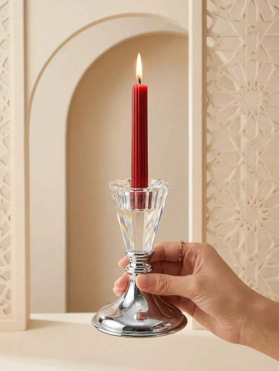 Light Luxury Exquisite Glass-Metal Spliced Candle Holder – Table Wedding Decoration, Home Ambiance Soft Decor Prop For Living Room, Office, Party, Holiday & New Year Gift - Affordable Luxury - View 1