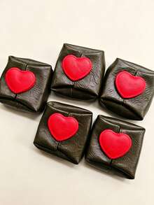 Heart Shaped Color Wallet, Fashion Candy Color Heart Mini Wallet, Cute Mini PU Keychain Coin Purse For Women - Multicolor - View 3