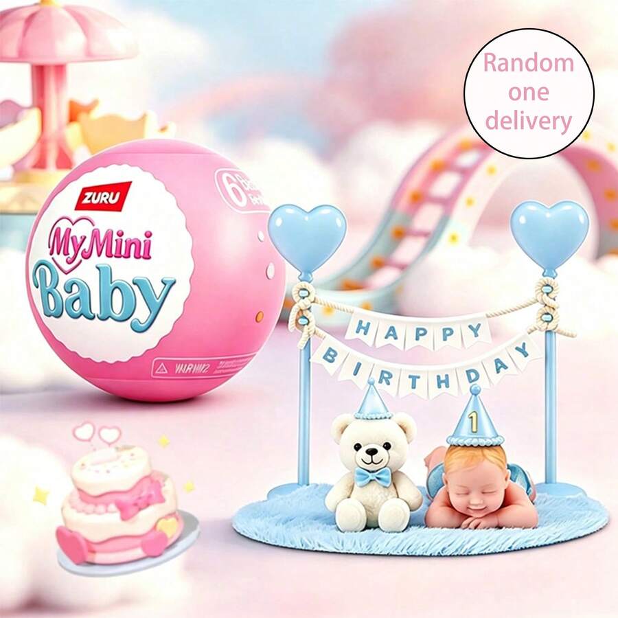 ZURU My Mini Baby Series - "Happy Birthday Baby" (Mamnghe) Birthday Party Theme Birthday Gift ZURU Authentic Mystery Capsule Containing Mini Baby Doll And Accessories, Suitable For Children (Random Style, Only One Included) - Pink - View 1