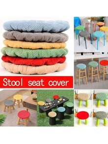 2pcs Round Stool Covers With Elastic Edge, Machine Washable, All Season, Fits 9.4-11 Inch (24-28cm) Diameter Round Stools With Seat Thickness Less Than 1.2 Inch (3cm), Home Dining Chair, Please Check Size Before Ordering, Christmas Birthday Gift Choice - Multicolor - View 8